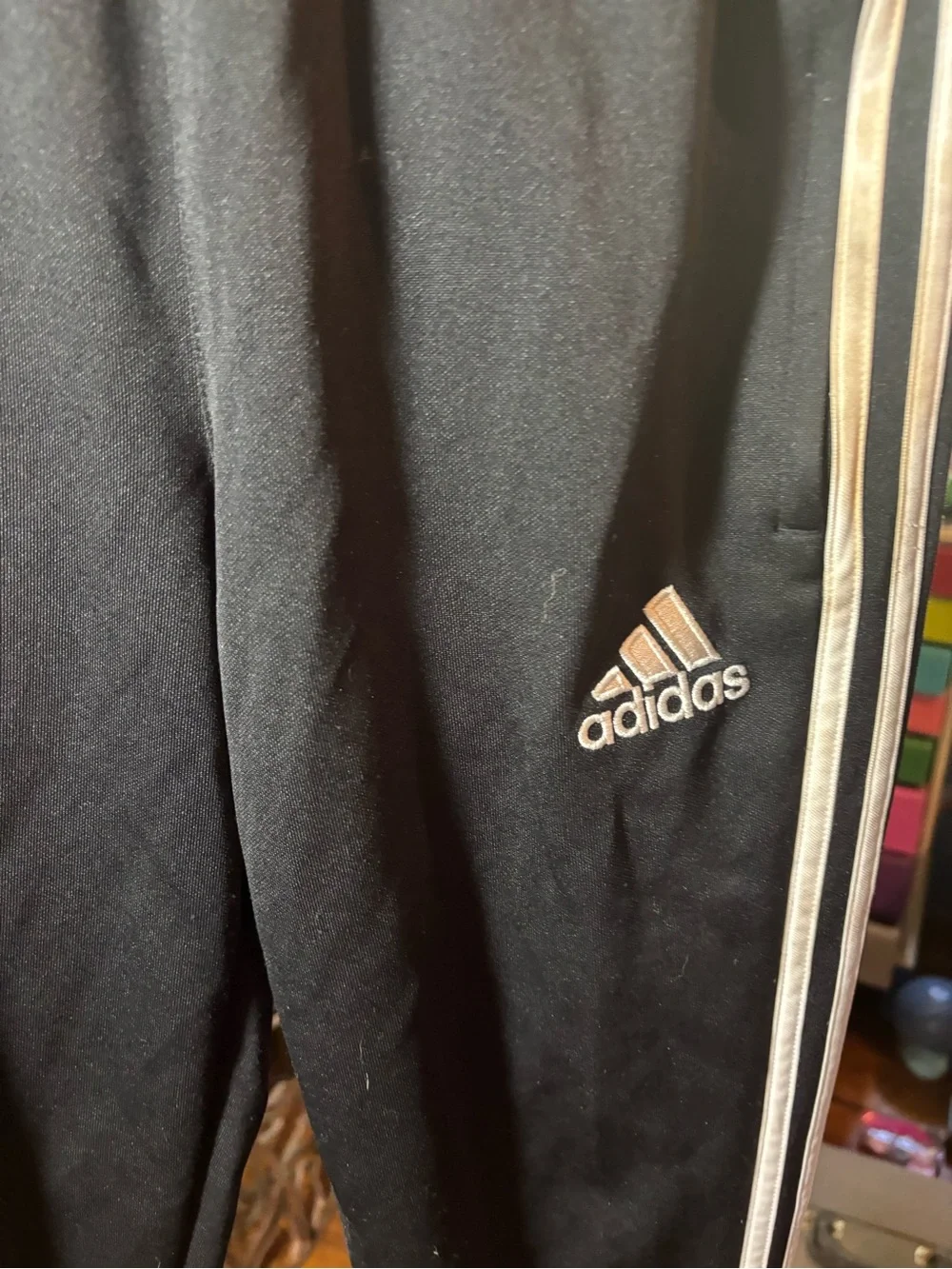 adidas Black Joggers with White Side Stripes